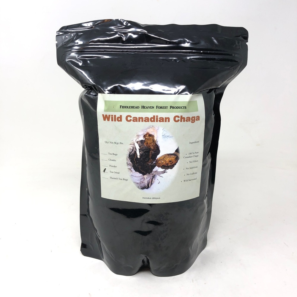 Wild Canadian Chaga Tea Grind 1lb Fiddlehead‎ Heaven Black Mushroom